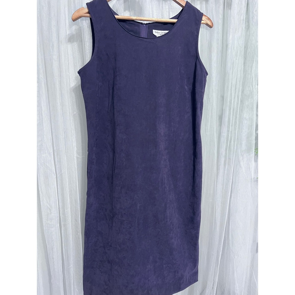 Miss Dorby Petite Purple Sleeveless Sheath Dress Faux Suede Size 10P